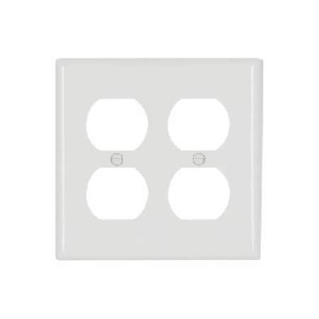 Eaton Wallplate, 6-1/2 In L, 6 In W, 2-Gang, Nylon, White, High-Gloss, Screw, Surface